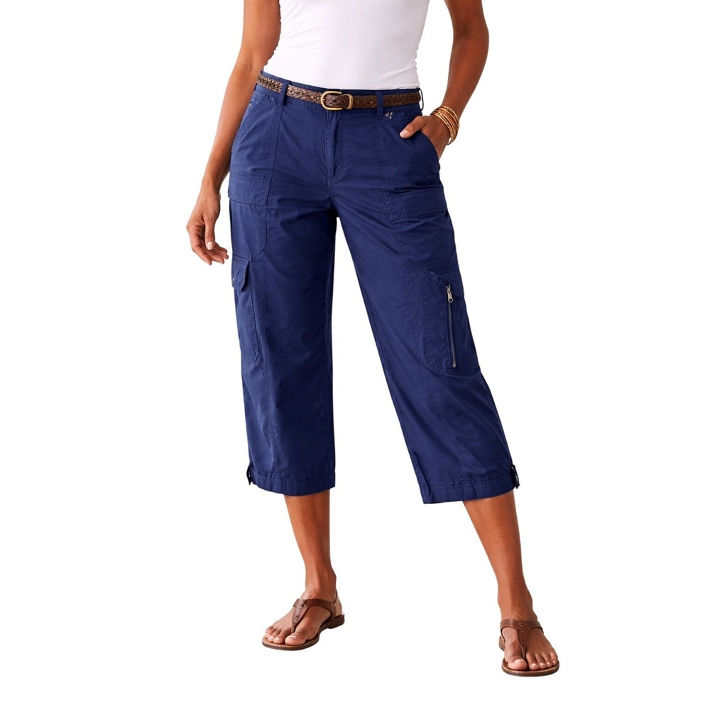 Utility Cargo Capri Pants Navy Cotton Casual Size 10 Lauren Ralph Lauren Womens